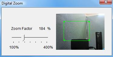 Adjust the level of zoom from 100% to 400% using the Zoom Factor slide bar and move the green box