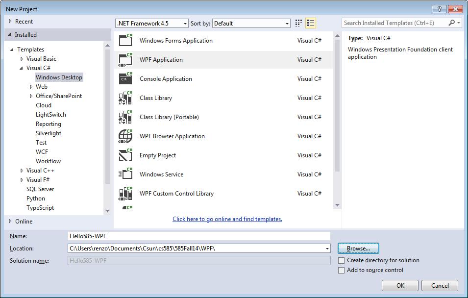 Hello 585 WPF application 12 Getting started with WPF VS