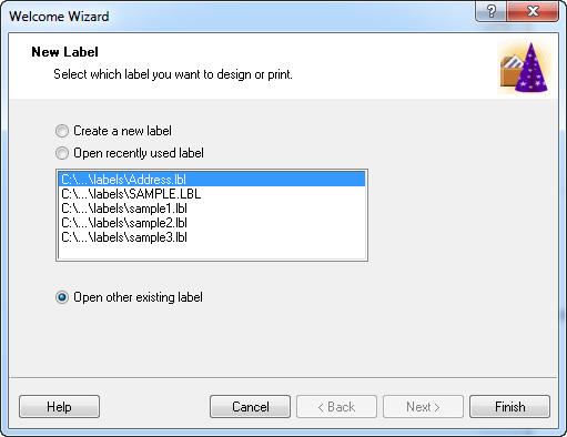 8. From the Start menu browse to the Zebra Technologies program group and launch ZebraDesigner 2 from the ZebraDesigner 2 folder. 9. The Welcome Wizard will be displayed.