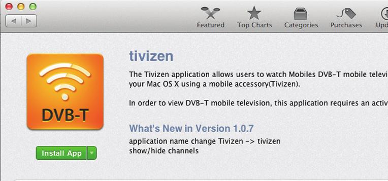 APPLE MAC LAPTOP/DESKTOP 1. Search for and download the Tivizen DVB-T WiFi from the App Store on your Apple Mac computer. * This process may vary depending on which OS you are using.