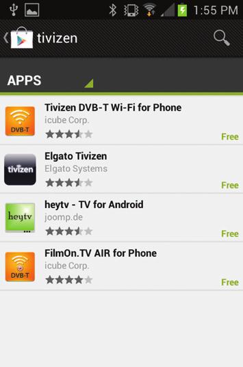 ANDROID 1. Search for and download the Tivizen DVB-T WiFi App from Google Play on your Android device (tablet or phone). 2. Turn WiFi on. 3.