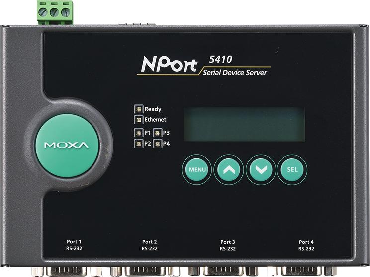 Serial-to-Ethernet Device Servers NPort 5410/5450/5450I Power input Power jack (12 to 48 VDC) Power input Terminal block (12 to 48 VDC) NPort 5430/5430I Ethernet RJ45 10/100 Mbps NPort 5450-T/5450I-T