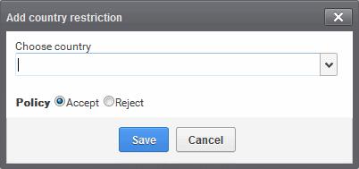 new geolocation restriction rule Click the 'Add' button The 'Add country