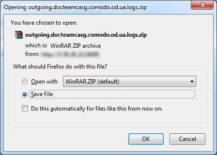 You can choose to open the file by using the browse option or save the file in your system. The compressed log file will be saved in the folder that you have configured for saving download files.