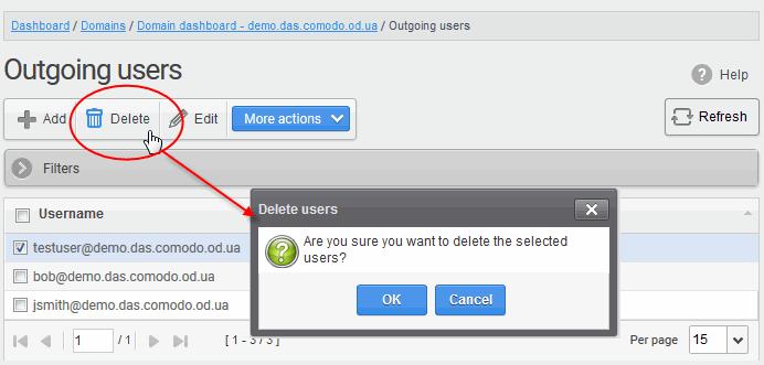 Tip: You can select multiple users to delete by pressing and holding the Shift or