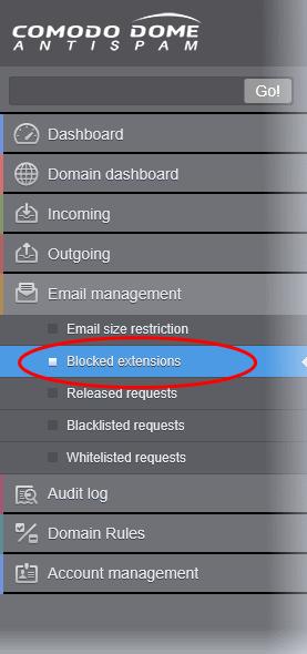 The 'Blocked extensions'