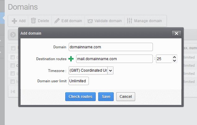 Step 2: Add your domain to CDAS service. To add domain: Login to CDAS system, go to domain management and add domain. Step 3: Point mail server MX records to CDAS service domain.