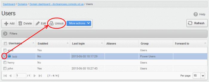 Enabled - Allows the user to access the CDAS interface. Whitelist email - Adds the user to the Recipient Whitelist.