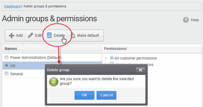 Click 'OK' in the confirmation dialog. The selected group will be deleted from the list.