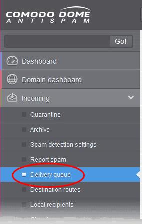 Click the button to close the message. Delivery Queue CDAS delivers incoming emails which pass its filters directly to the destination server(s).
