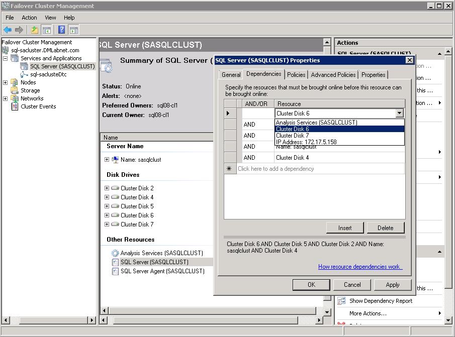 Figure 20 Add SQL Server Dependencies 7. Attach the database to the SQL instance using the SQL Server Management Studio or an Attach command as in Figure 21.