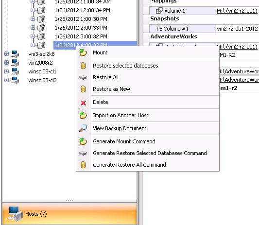 Figure 24 Importing a Smart Copy from one host to another 4. Once the Smart Copy backup document is imported, it will show up in the Smart Copies list on the new host.