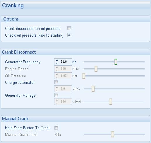 Edit Configuration - Engine 6.9.3 CRANKING Crank disconnect settings are used to detect when the set fires during the starting sequence.
