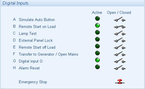 SCADA 7.4 DIGITAL INPUTS Shows if the input channel is active or not. This input is closed and is active.