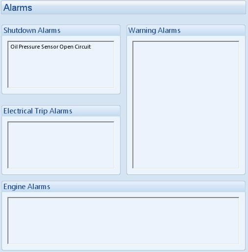 SCADA 7.12 ALARMS Shows any present alarm conditions.