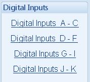 Edit Configuration - Inputs 6.4.6 DIGITAL INPUTS The digital inputs page is subdivided into smaller sections. Select the required section with the mouse. Input function.