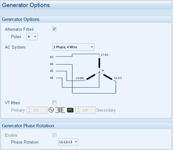 1 GENERATOR OPTIONS Applicable to DSE8610 only. Click to enable or disable the feature.