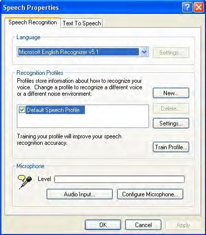 Speech Properties The speech properties window allows you to configure Microsoft s TTS Engine (Text To Speech).
