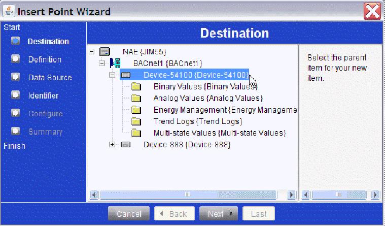 Mapping BACnet Field Points Using Auto Discovery Once one or more BACnet devices are configured, add BACnet field points that are mapped to BACnet objects in the BACnet device.