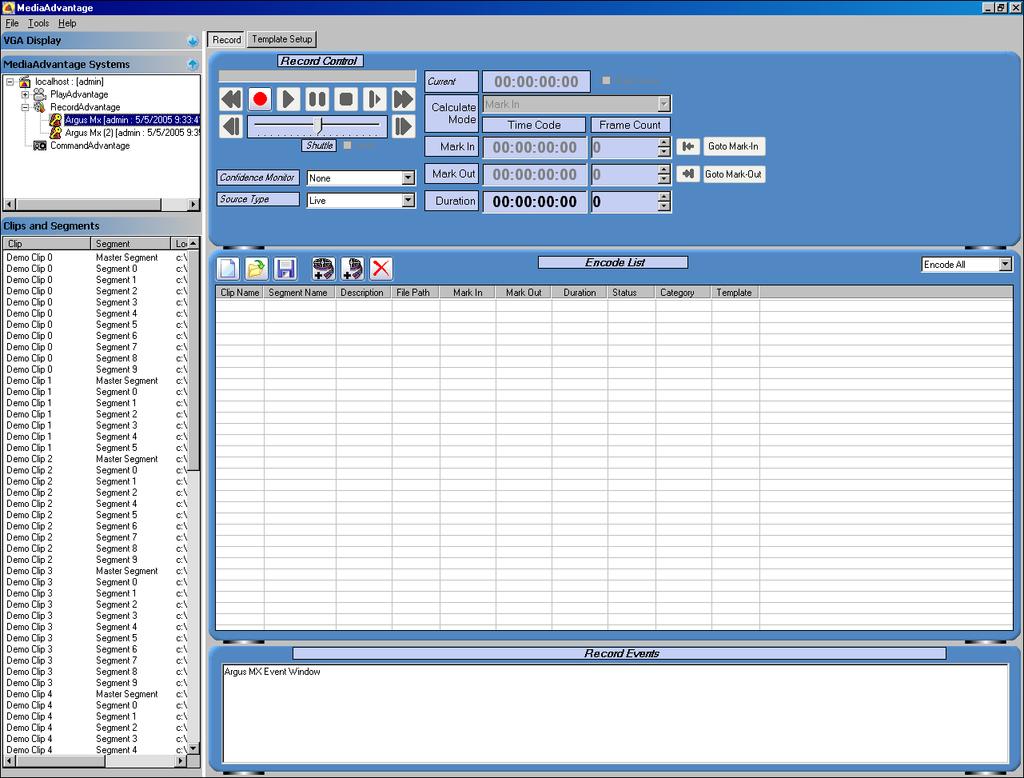 Chapter 2 Argus MX Encoding 21 Encode Component GUI (Figure 2-4) This is the view shown of the encode component window when you select an encoder from the device selector list (top left of GUI).