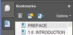 5. Choose New Bookmark option from the Bookmarks palette menu, or select the Create new bookmark icon at the top of the Bookmarks palette.