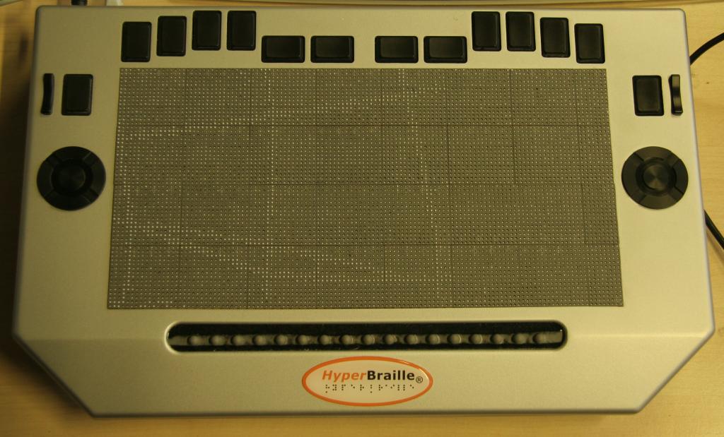Schmitz & Ertl Fig. 1. The tactile graphics display, including a braille keyboard on top and two fourway digital crosses.