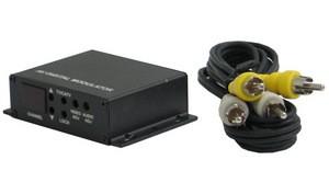 The kit includes two converts. One unit attaches to the video output of the security camera and the other connects to the video input on the DVR or video recorder.