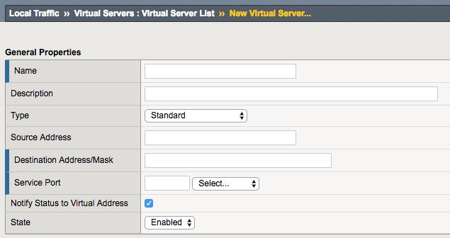 Create a virtual server for the IdP service and webtop 1. In the BIG-IP configuration utility, navigate to Local Traffic > Virtual Servers : Virtual Server List and click Create. 2.