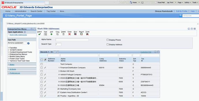 the JD Edwards EnterpriseOne applications similar to the HTML