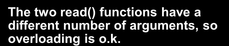 Function Overloading A function may have more than one implementation called overloading the functions must have different type or number of arguments - called signature it is not sufficient to have