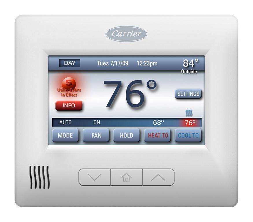Carrier ComfortChoice Touch ZigBee Certified Thermostat Technical Specifications Physical & Operational Characteristics Height 4.75 Width 5.5 Thickness (Stacked) 1.