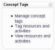 Figure 3: The concept tags block as seen by teachers (left) and students (right) - students will only be able to request a list of course modules alongside applied concept tags to eliminate the need