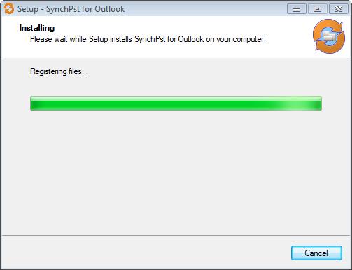 10 Quickstart for SynchPST for Outlook Now is SynchPST for Outlook being installed. Just w ait.