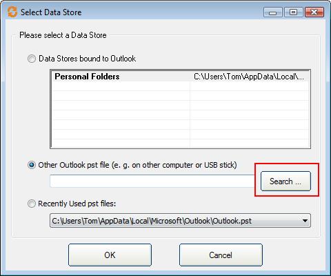 28 Quickstart for SynchPST for Outlook This time you click again on the button