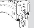 Remove the existing diopter by sliding downwards using the fingernail groove and detach. Insert a new diopter by aligning it to the base of the diopter holder and sliding it upwards into place.