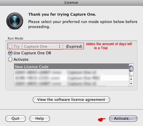 1.3 Activation An Internet connection is needed to activate and update Capture One. Upon launching of Capture One, an Activation dialog box appears.