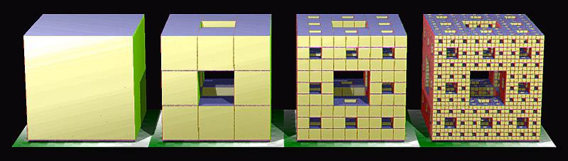 Menger Sponge As a final classical example, we will look at a 3-dimensional analogue of the Sierpinski carpet.