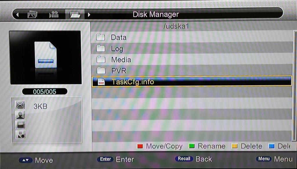 9.6 Disk Manager 9.6.1 Disk Manager Browser You can Move/Copy, Rename, Delete, Delete All which are store in the USB device.