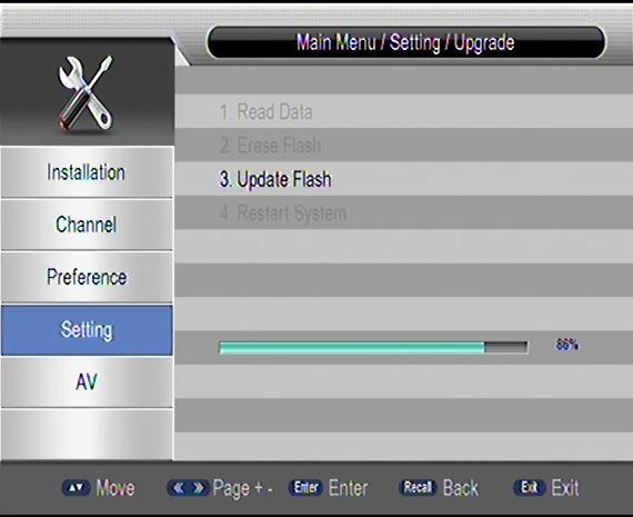 The whole process of USB upgrade maybe need 30 seconds. When upgrade finish, system will automatic restart by itself. Caution! : Please do not cut off the power during upgrading the software.