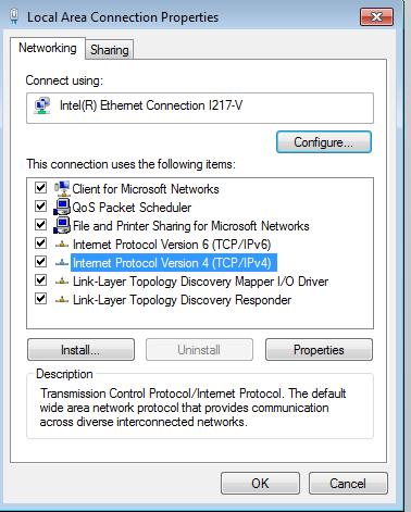 network Click on properties in the pop up window and