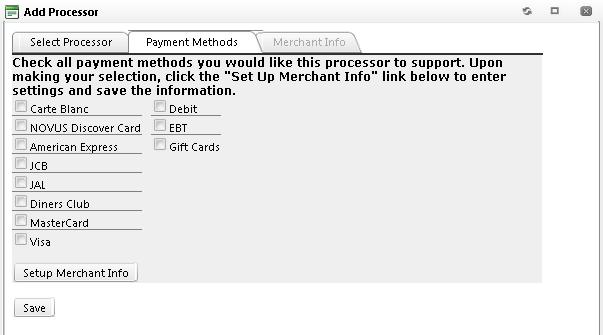 4. The Payment Methods tab will appear.