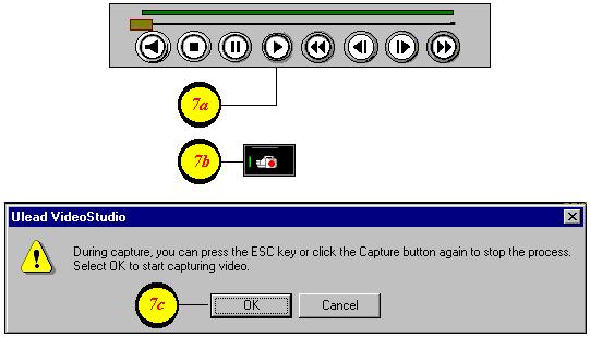 7. Begin the Capture process. a. Select the Play button to start the videotape. b. Select the CAPTURE Video button prior to the desired starting point. This will start the image ca