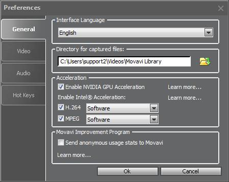 Follow these steps to select the interface language for Movavi Screen Capture