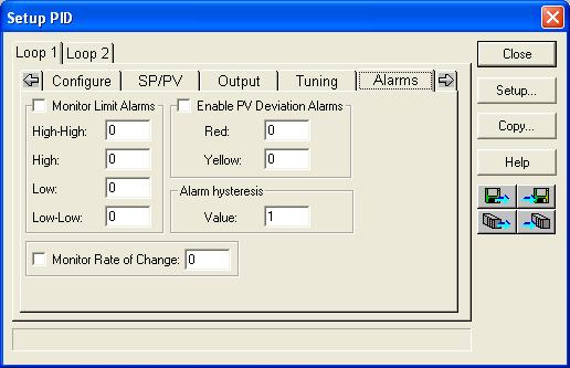 hapter : PI Loop Operation Setup the PI larms lthough the setup of the PI alarms is optional, you surely would not want to operate a process without monitoring it.