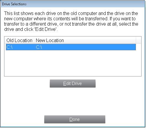 11 7c. User Account Selections 7d. Drive Selections The settings and associated files for the users on your old PC will be transferred to the user accounts on your new PC as shown in the list.