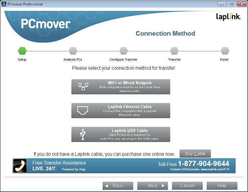 Preparing Computers for Transfer Choose Old (computer) and click Next. Select your connection method, follow instructions below for that connection method, and then click Next.