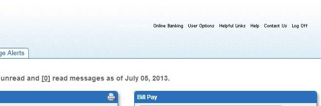 Enroll in Mobile Banking Click User Options Scroll Down and Click on