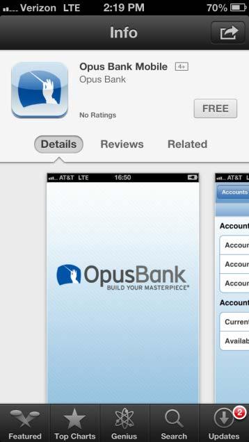 Device Please Wait a Moment for the Opus Bank Mobile Download Page to Appear Tap