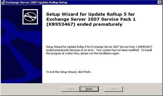 944752 Exchange Server 2007 managed code services do not start after you install an update rollup for Exchange Server 2007 http://support.microsoft.com/default.aspx?scid=kb;en-us;944752 5.