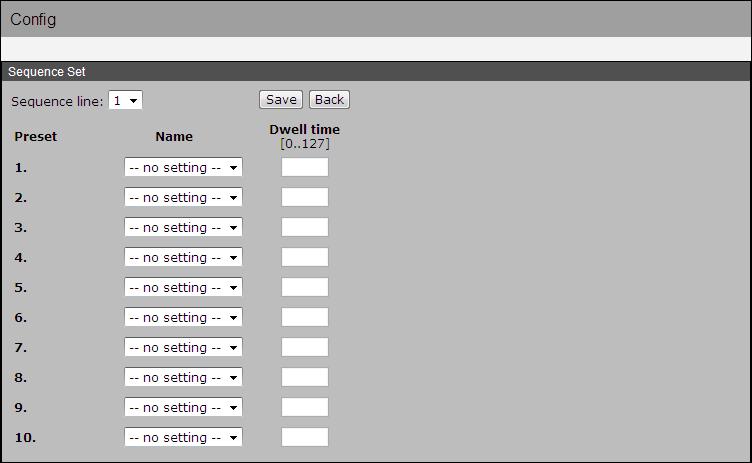 Sequence Model At the top of the Configuration page, users are allow to manually setup up to 8 sets of sequence orders. Click on <Edit> and the following setting page will be displayed.